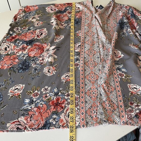 Angie Kimono Womens sz M Peach Floral Boho Festival Hippie Swim Beach Cover Up - Picture 6 of 7